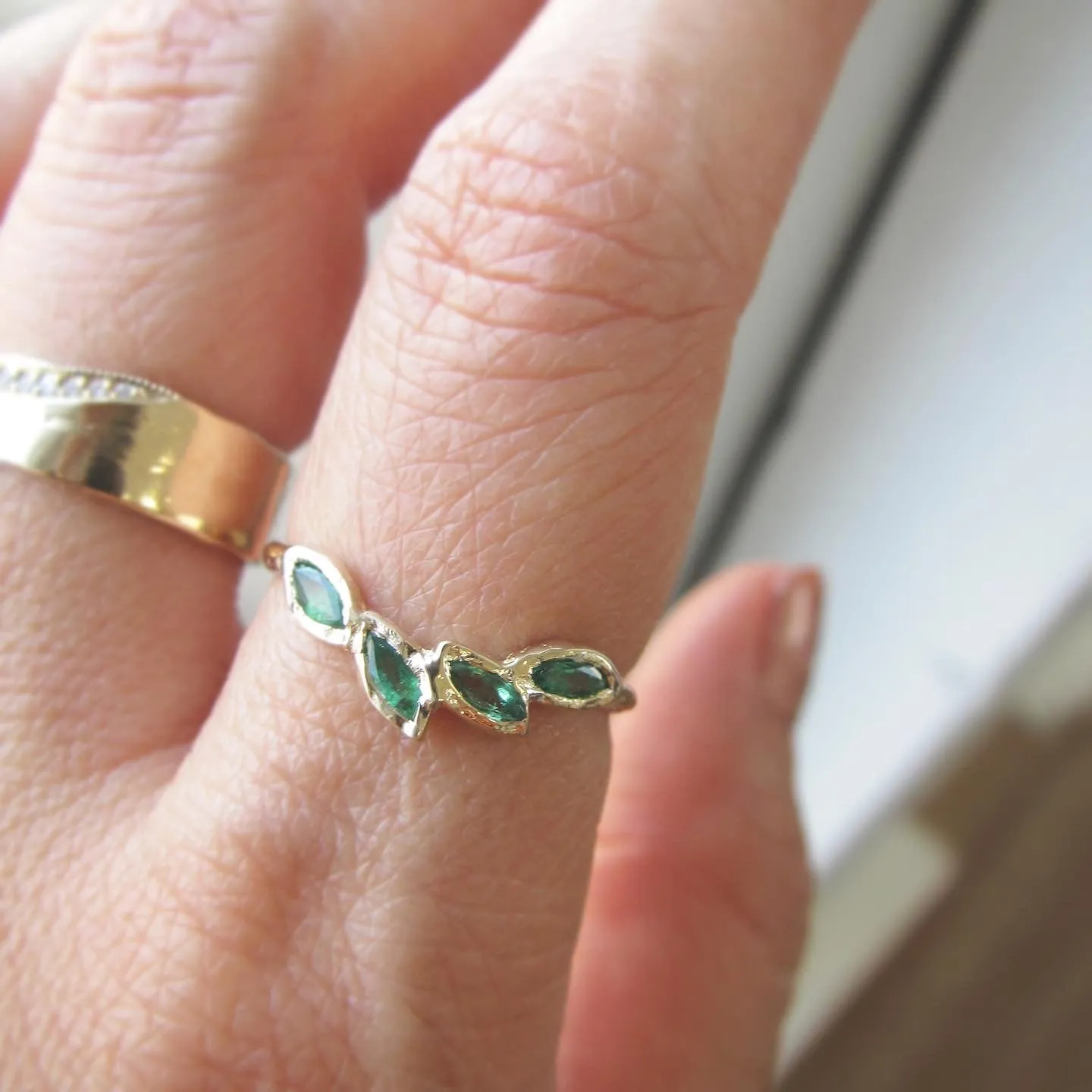 Petal Emerald Ring