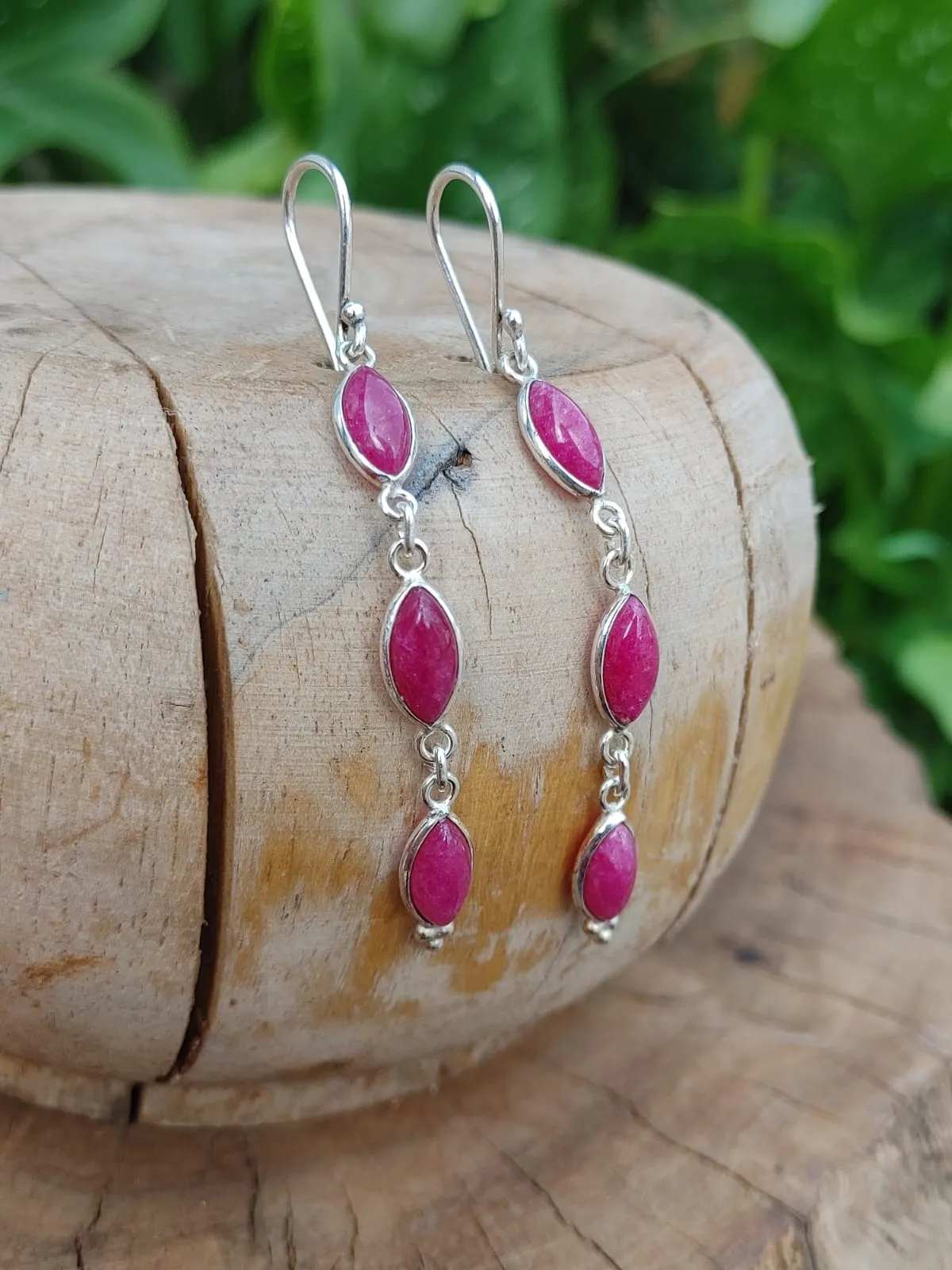 Pink Ruby Drop Earrings