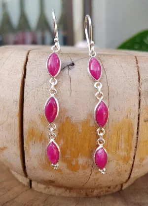 Pink Ruby Drop Earrings