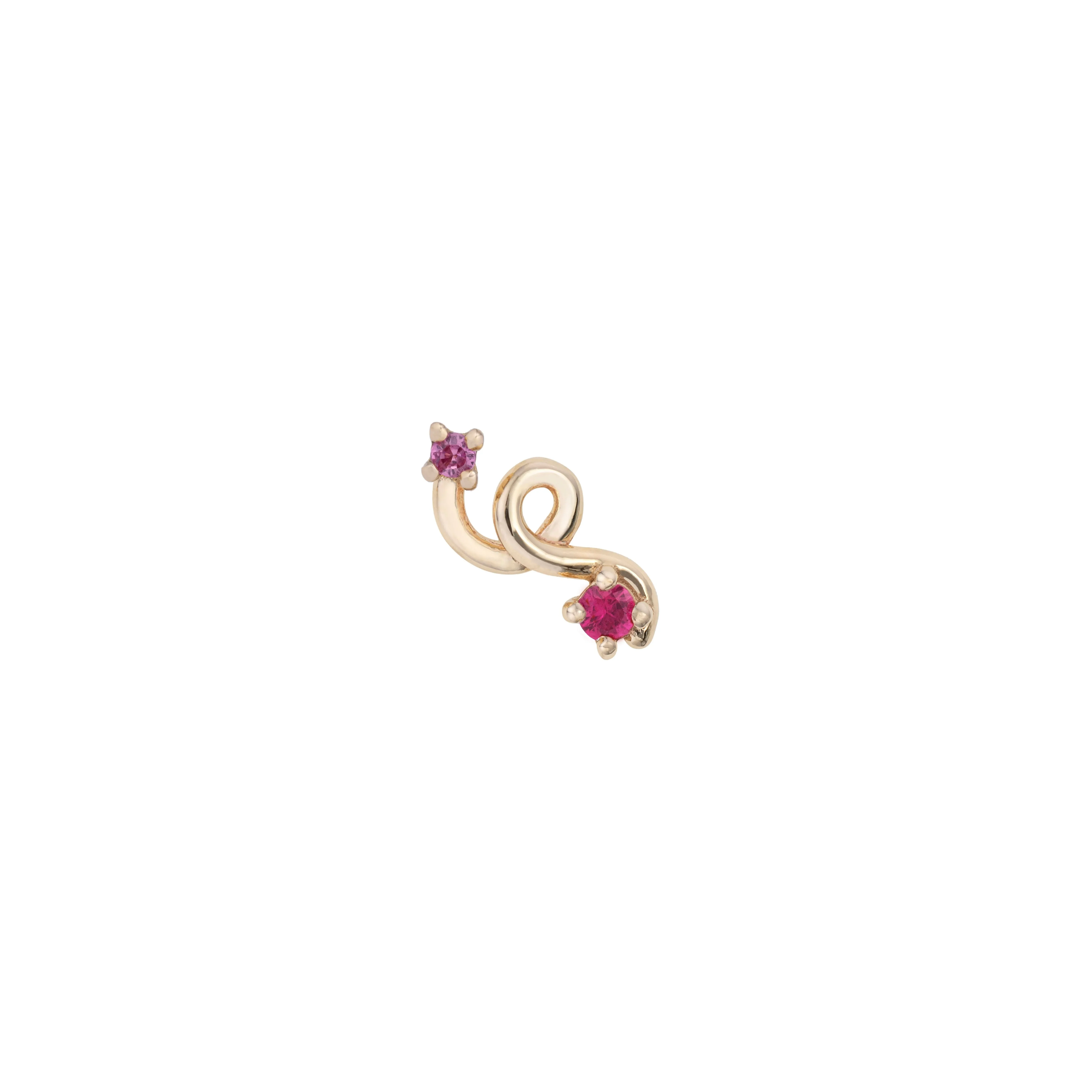 Pink Sapphire and Ruby Mini Loop Earring