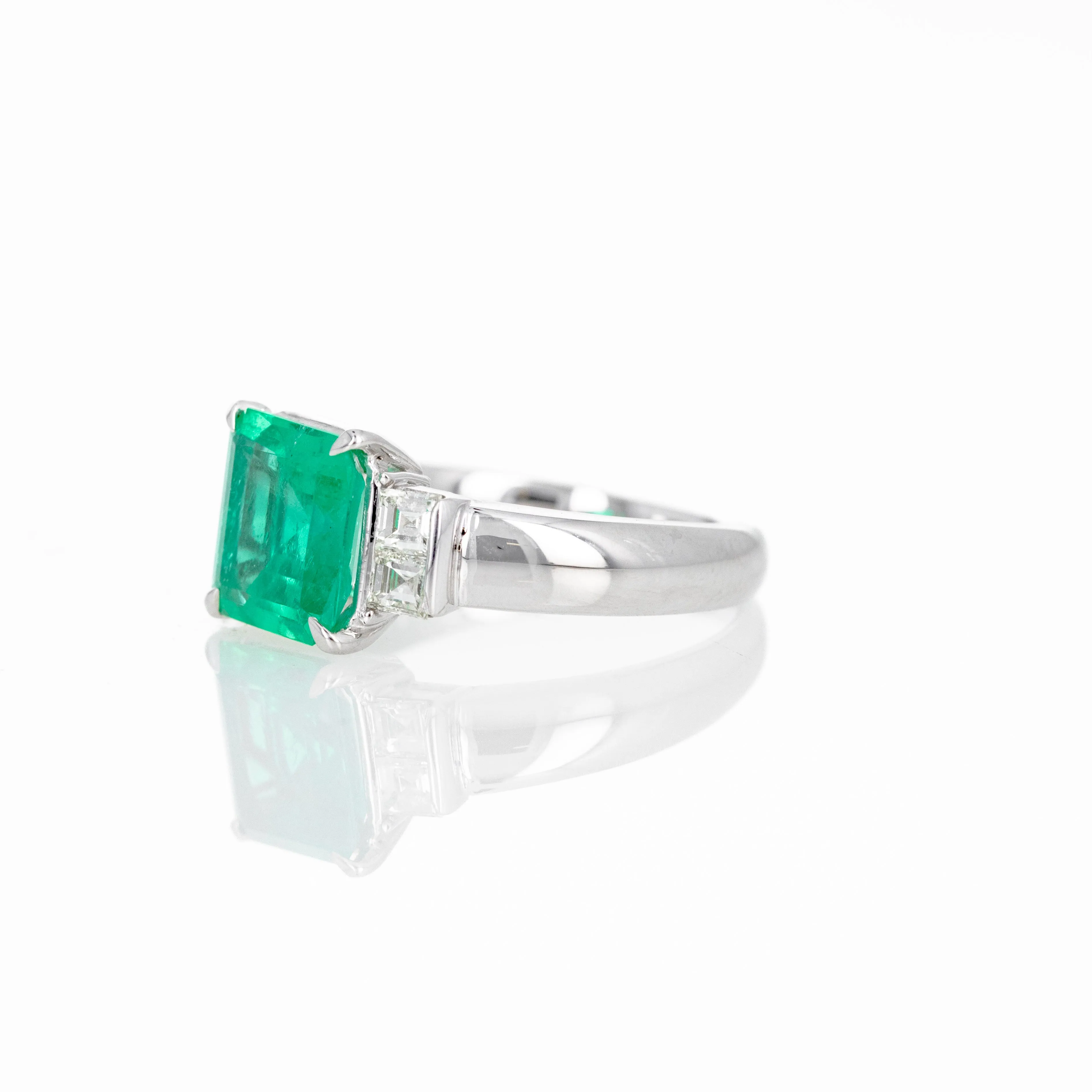 Platinum 1.93 Carat Emerald Asscher Diamond Ring