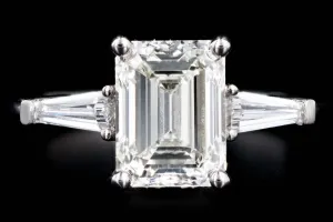 Platinum 2.51 Carat Emerald Cut Diamond Engagement Ring GIA Certified