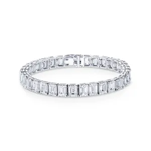 Platinum 34.45ctw Emerald Cut Diamond Tennis Bracelet