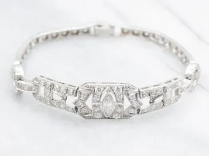 Platinum Art Deco Style Diamond Encrusted Tennis Bracelet