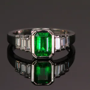 Platinum Emerald and Diamond Ring 1.0 Carats Designed by Christopher Michael