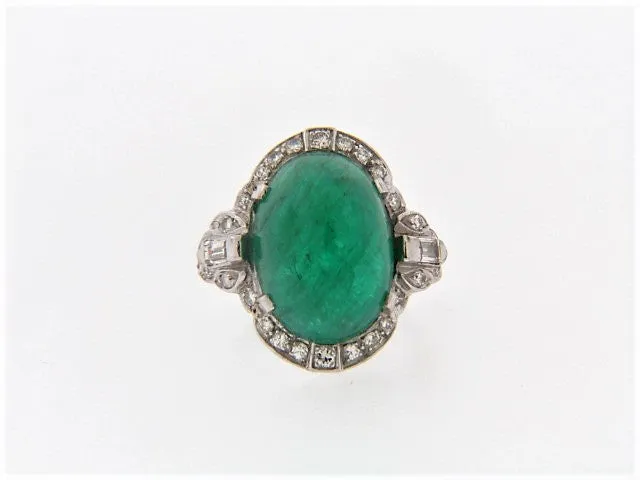PLATINUM EMERALD AND DIAMOND RING