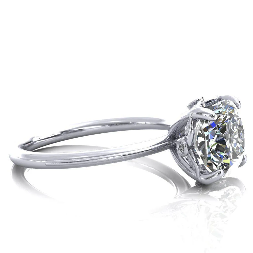 Pome Cushion Center Stone Small Wings Rail Engagement Ring