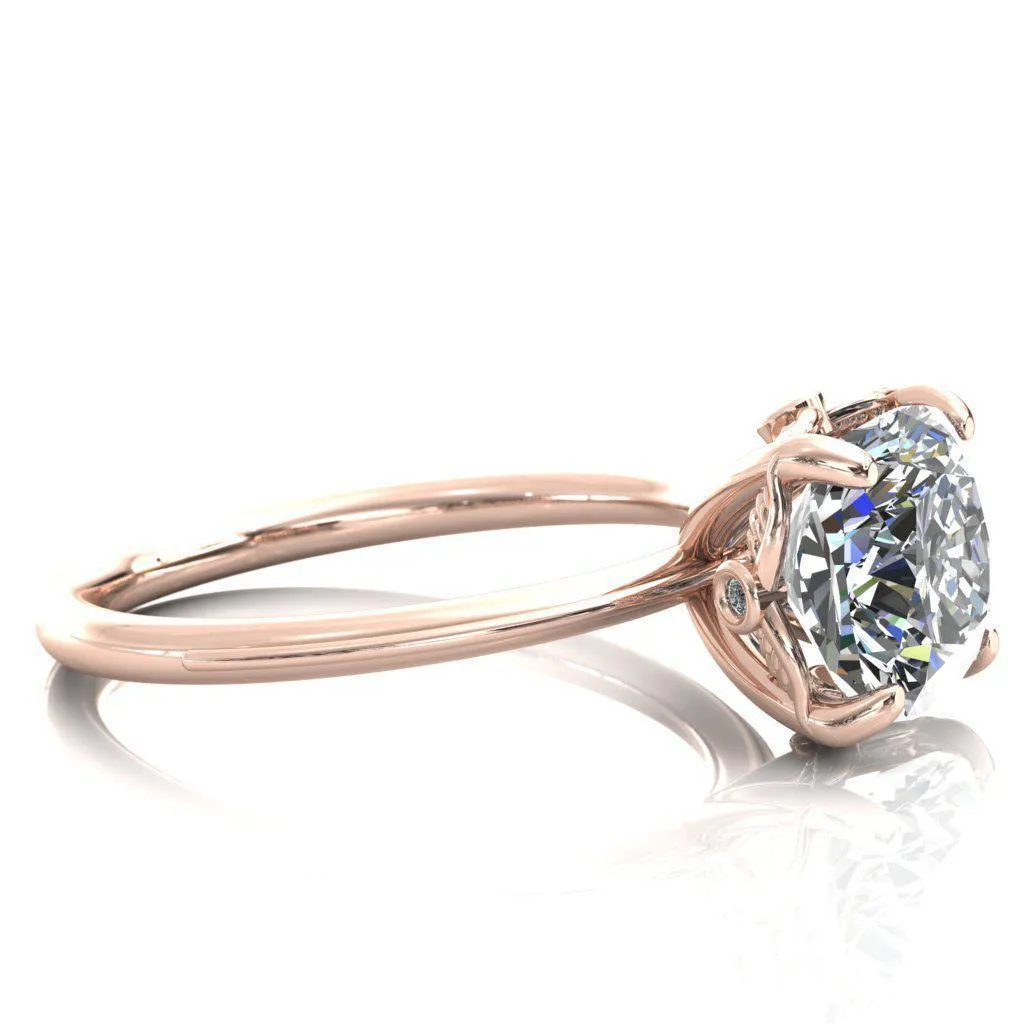 Pome Cushion Center Stone Small Wings Rail Engagement Ring