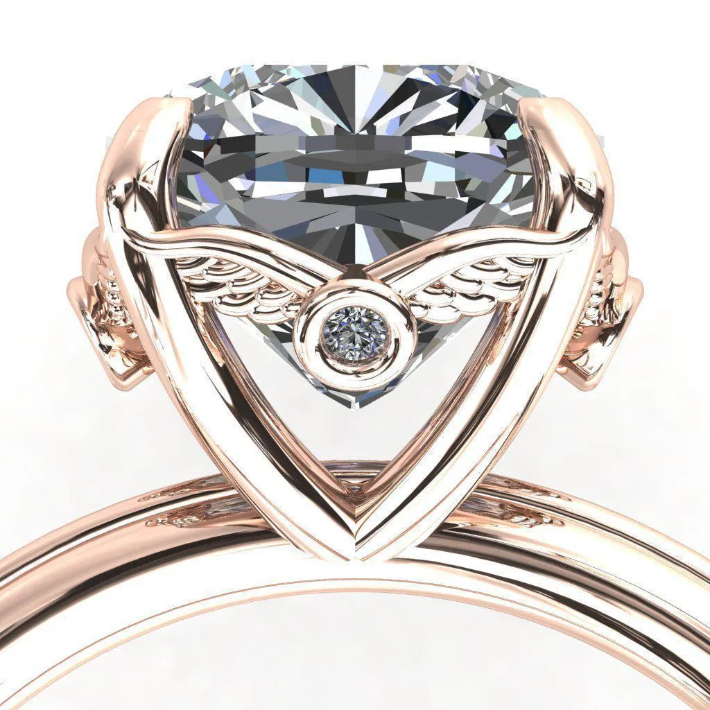 Pome Cushion Center Stone Small Wings Rail Engagement Ring