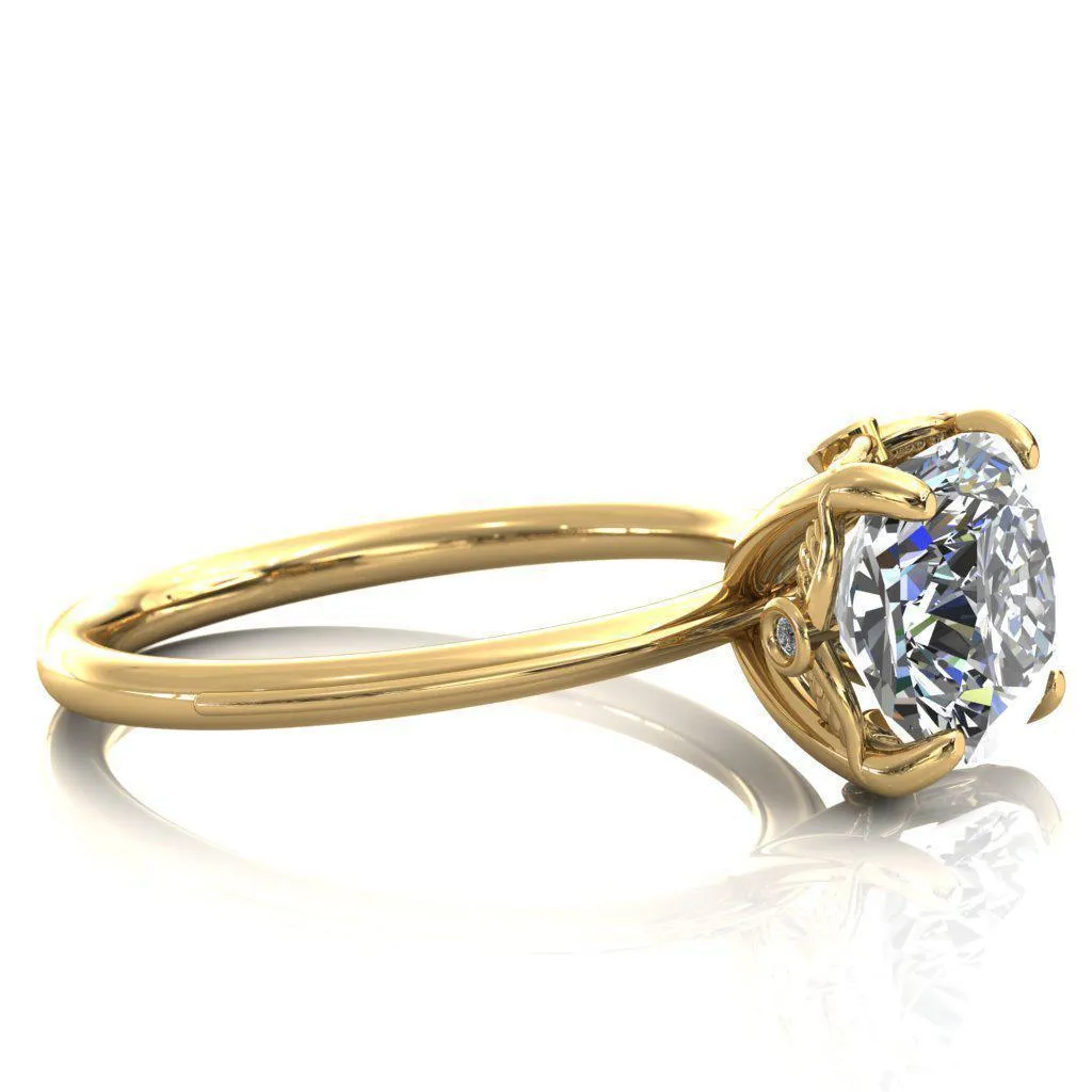 Pome Cushion Center Stone Small Wings Rail Engagement Ring