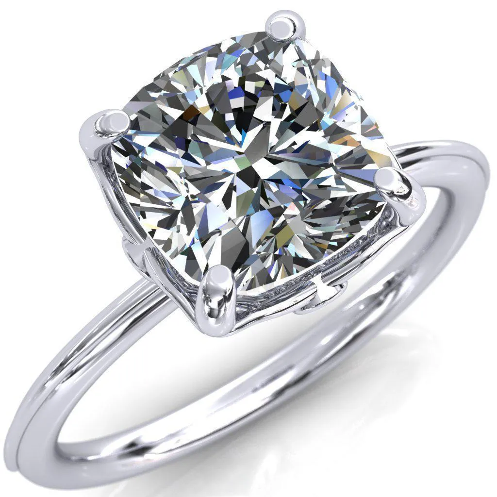 Pome Cushion Center Stone Small Wings Rail Engagement Ring