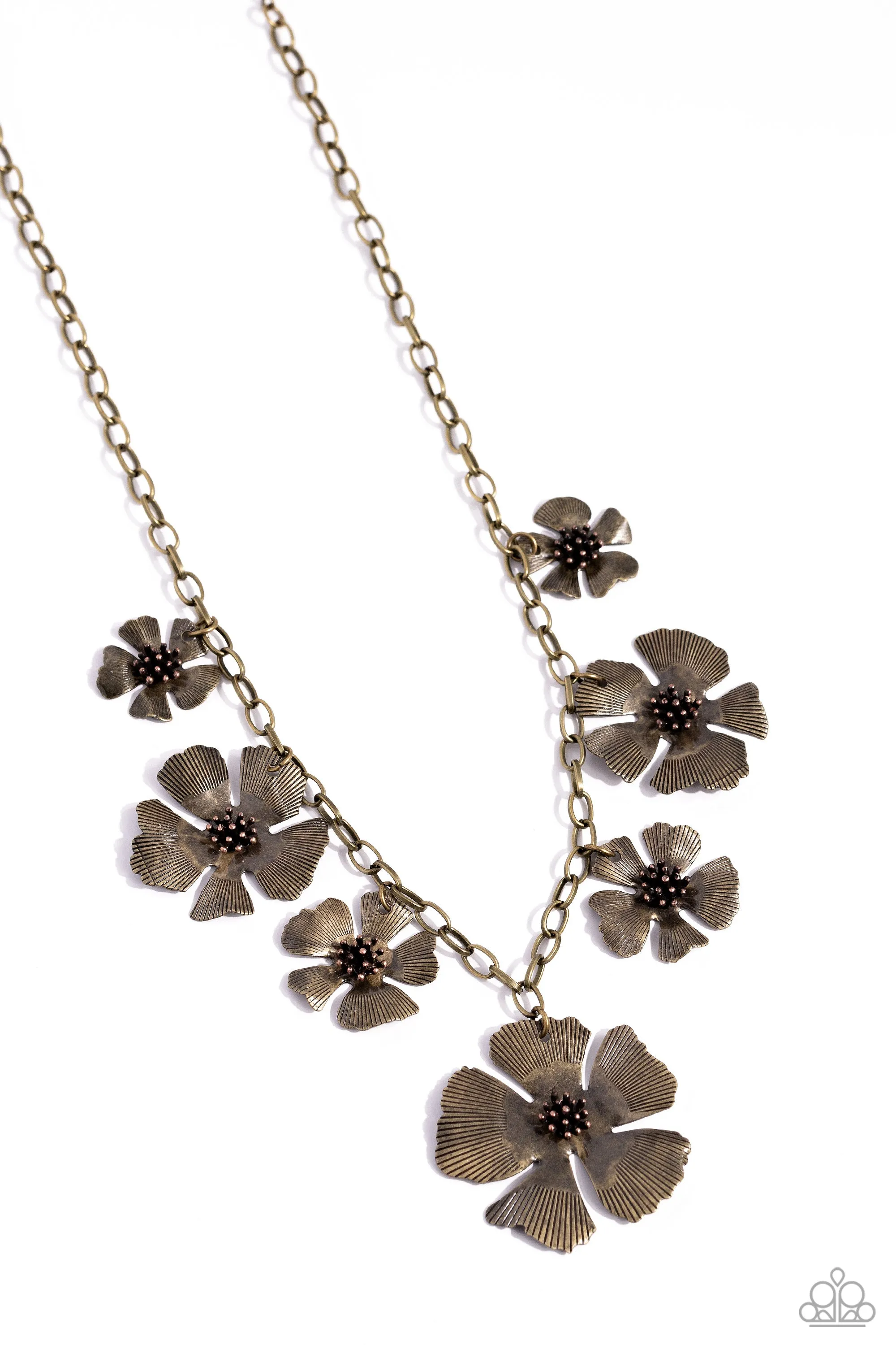 Prideful Pollen - Brass - Flower Paparazzi Short Necklace
