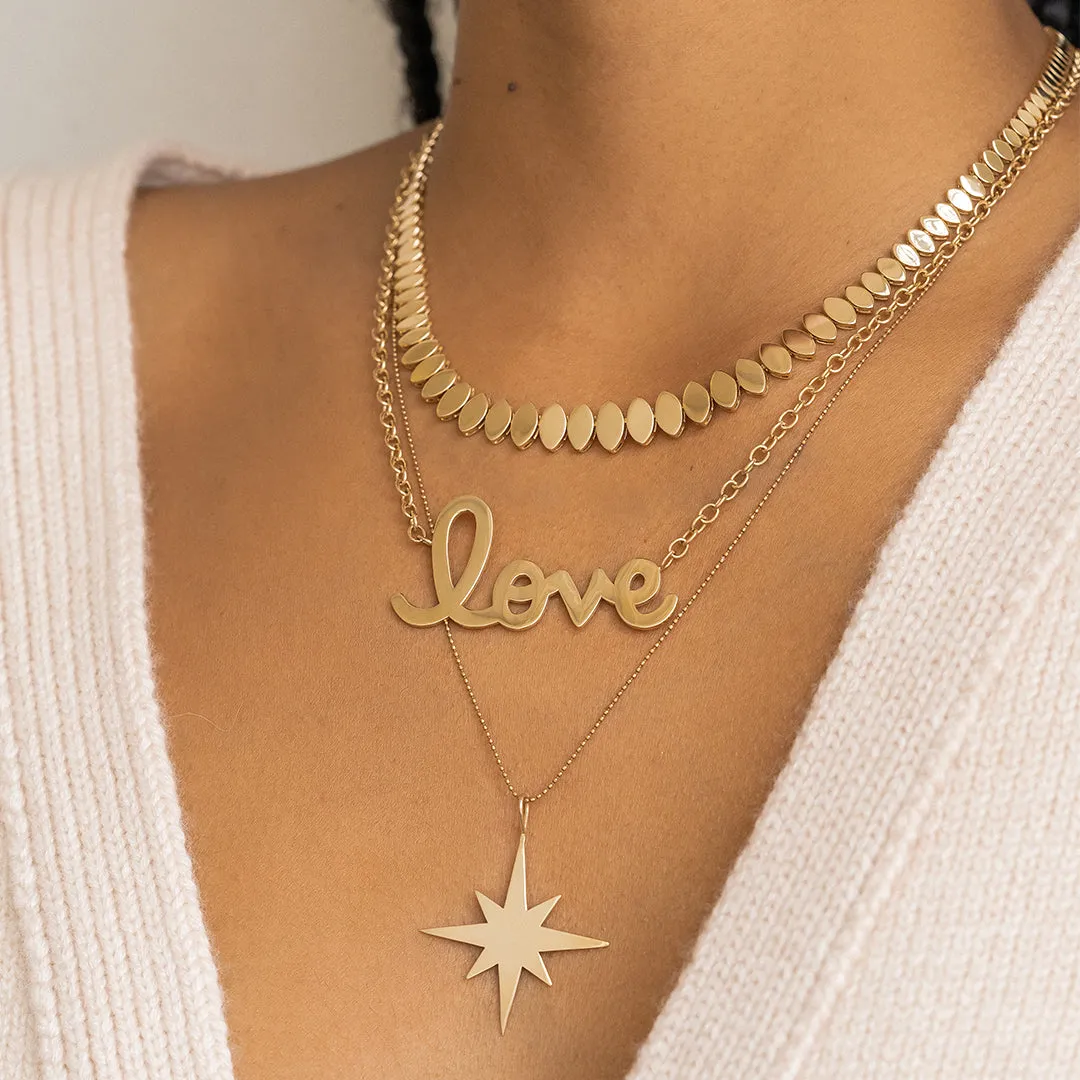Pure Gold Supersize Script Love Necklace