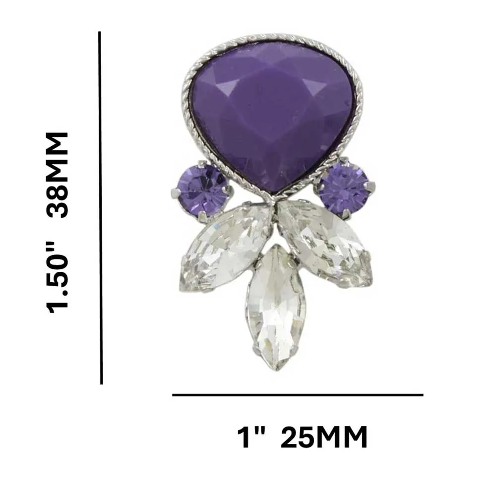 Purple Teardrop with Clear Marquis Pierced Earring - REC311