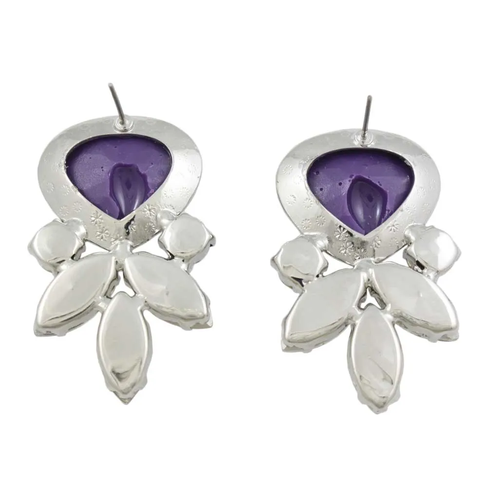 Purple Teardrop with Clear Marquis Pierced Earring - REC311