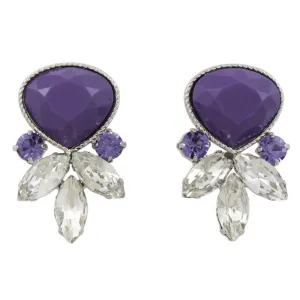 Purple Teardrop with Clear Marquis Pierced Earring - REC311