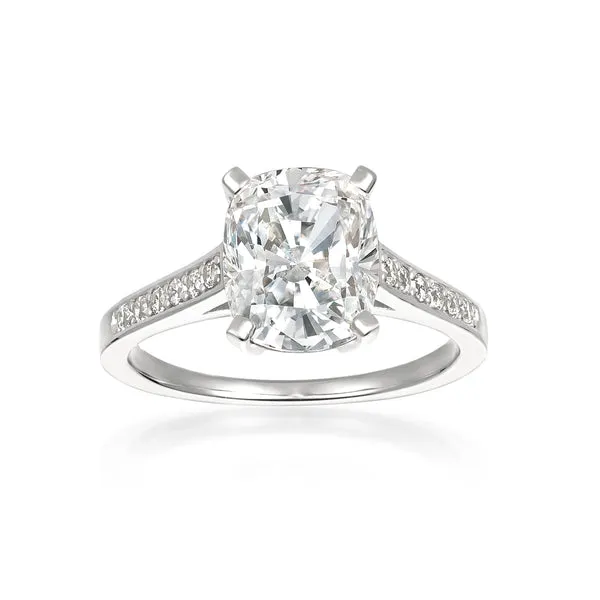 RADIANT CUSHION CUT RING FINISHED IN PURE PLATINUM