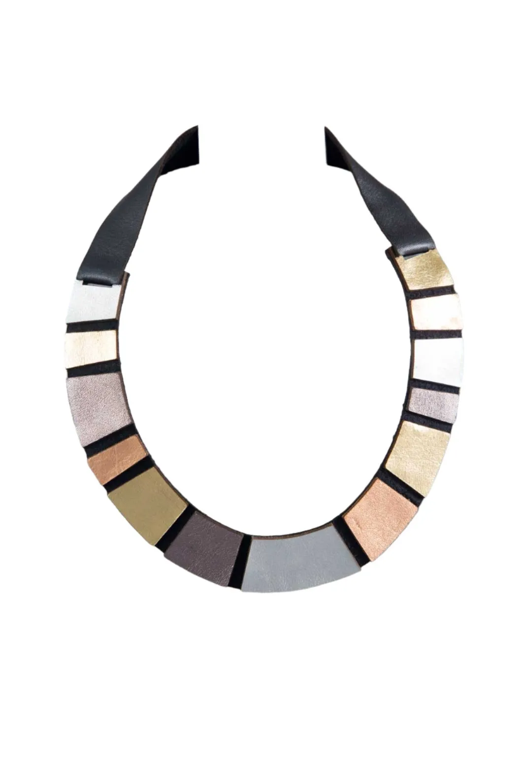 Rainbow Leather Metallics Necklace