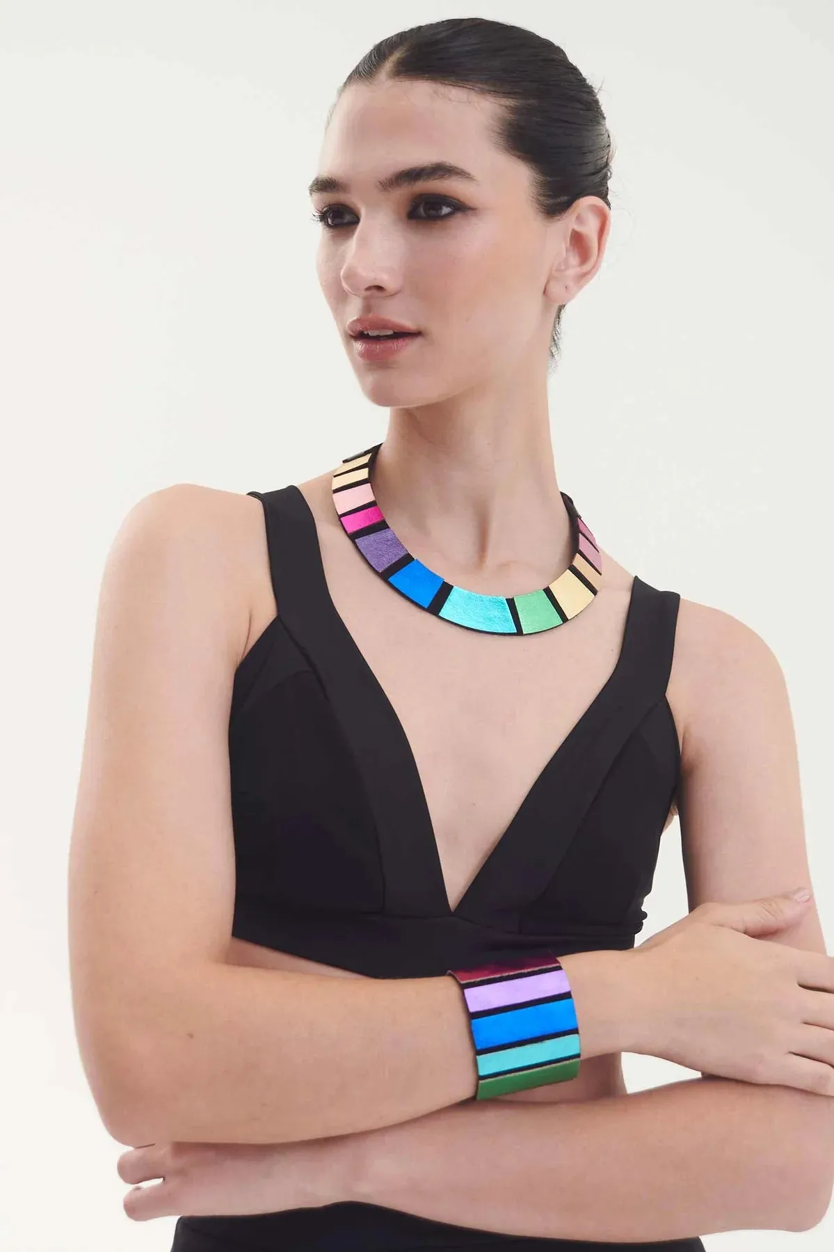 Rainbow Round Leather Necklace