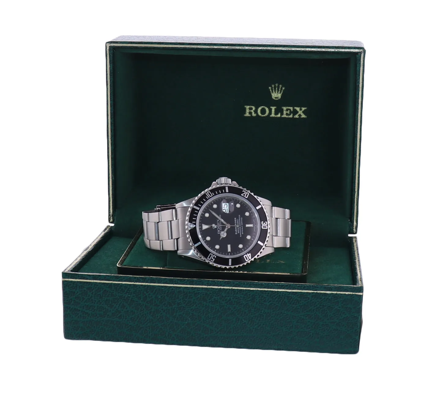 RARE Rolex Submariner Date 168000 Steel Black 40mm Dive Watch Box