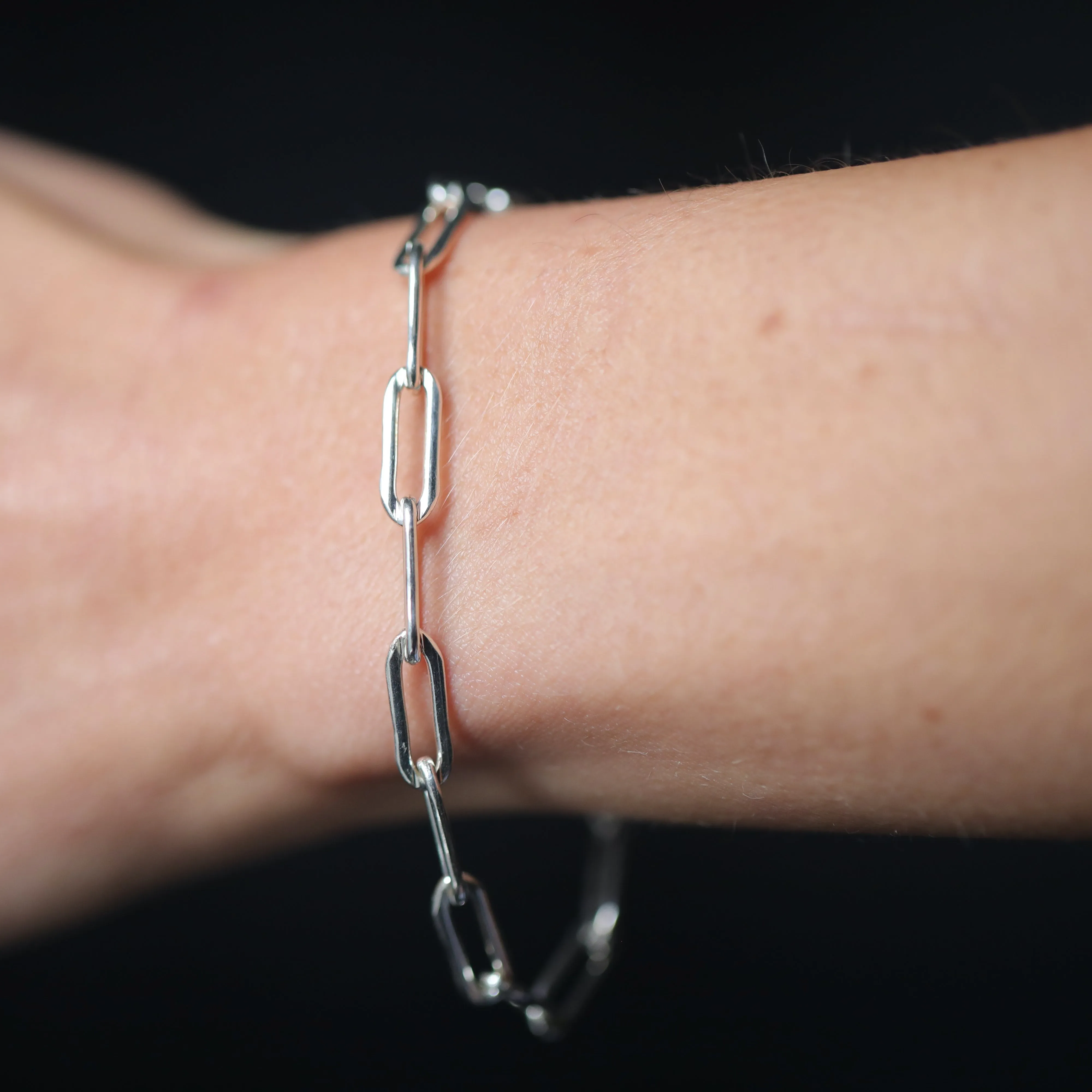 Rectangle Link Chain Bracelet - Sterling Silver