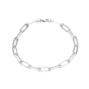 Rectangle Link Chain Bracelet - Sterling Silver
