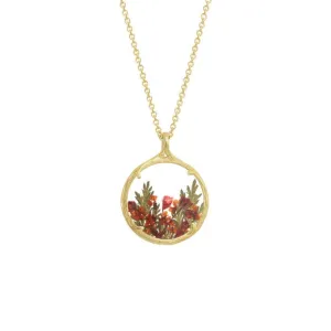 Red & Orange Wreath Necklace in Vermeil