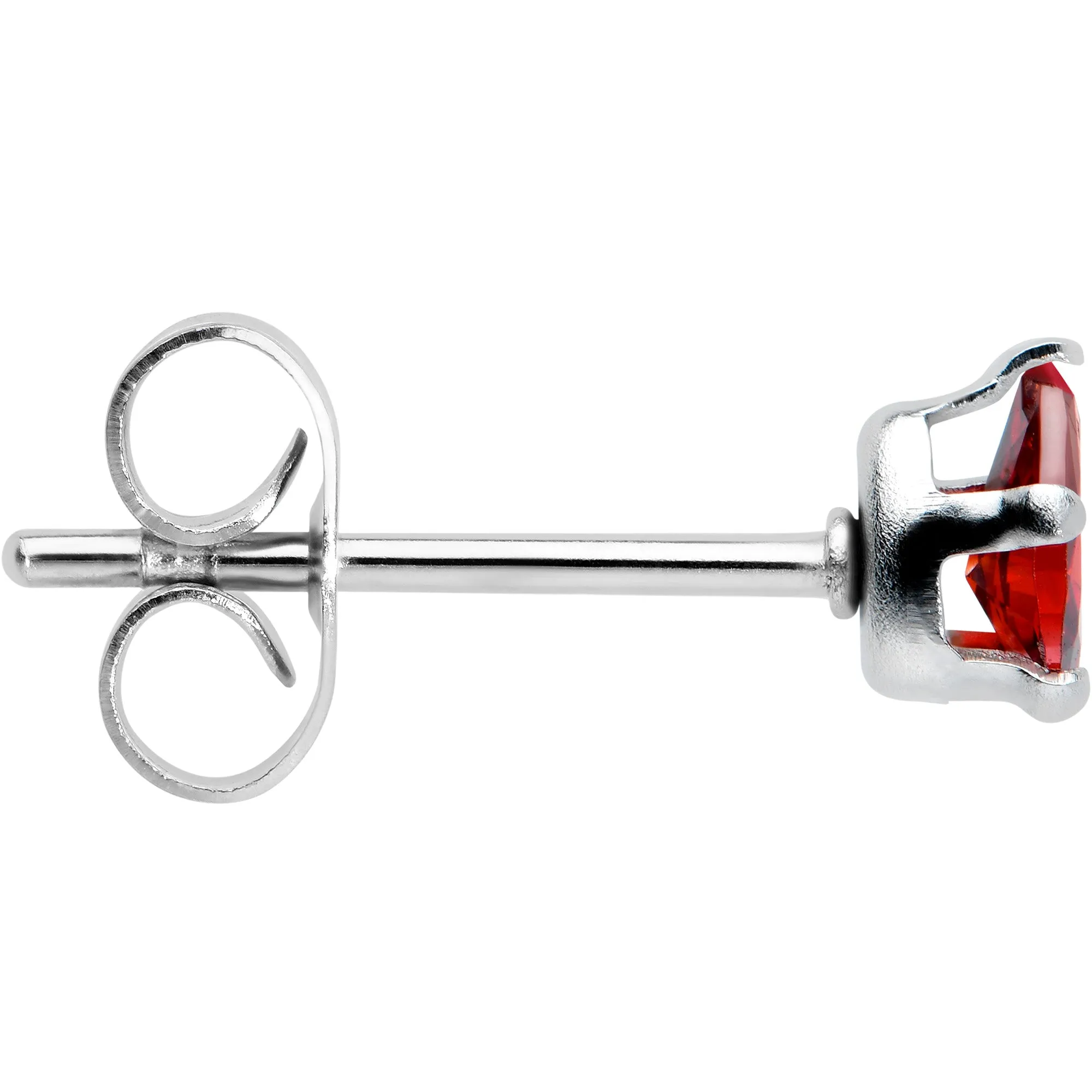Red CZ Teardrop Stainless Steel Stud Earrings 3mm to 7mm