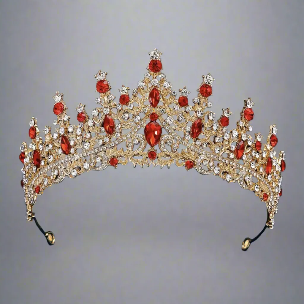 Red Flowers Tiara Jewelry Set