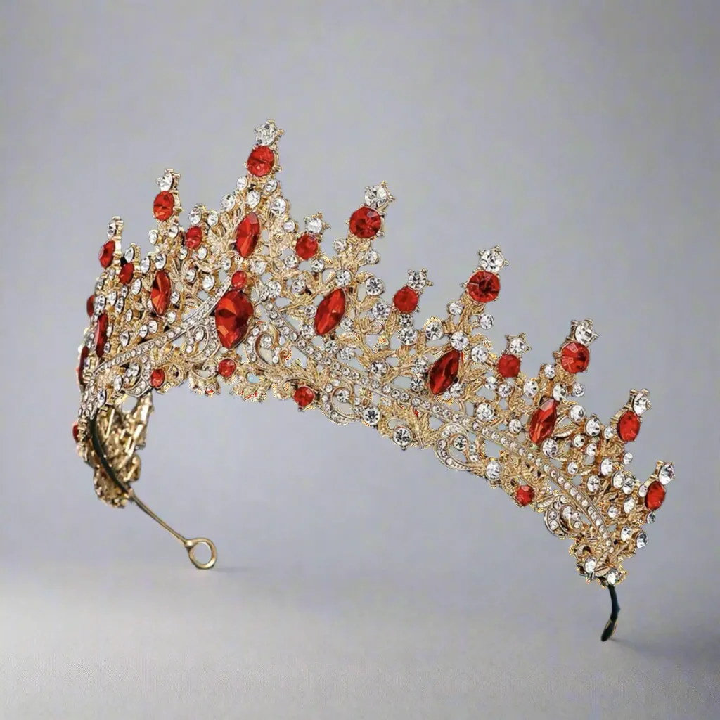 Red Flowers Tiara Jewelry Set