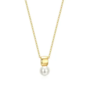 Reign Sterling Silver 18K Gold Plated (8mm) White Shell Pearl Necklace