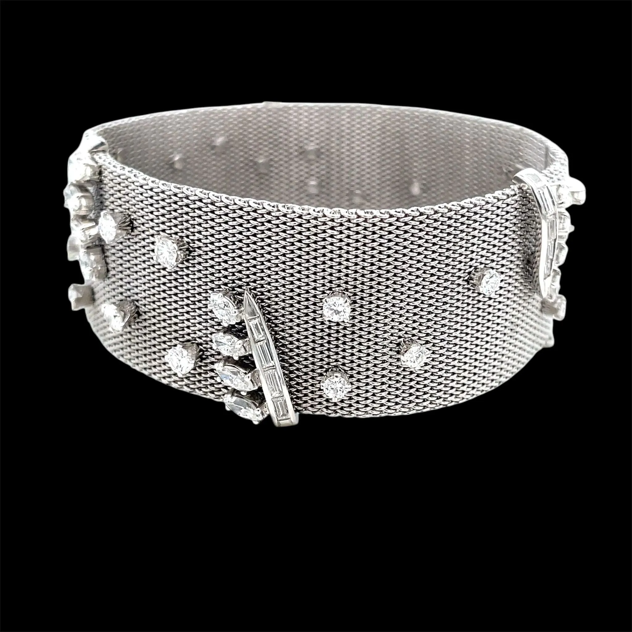 Retro Platinum Fabric Bracelet with 7.50 cttw Diamonds