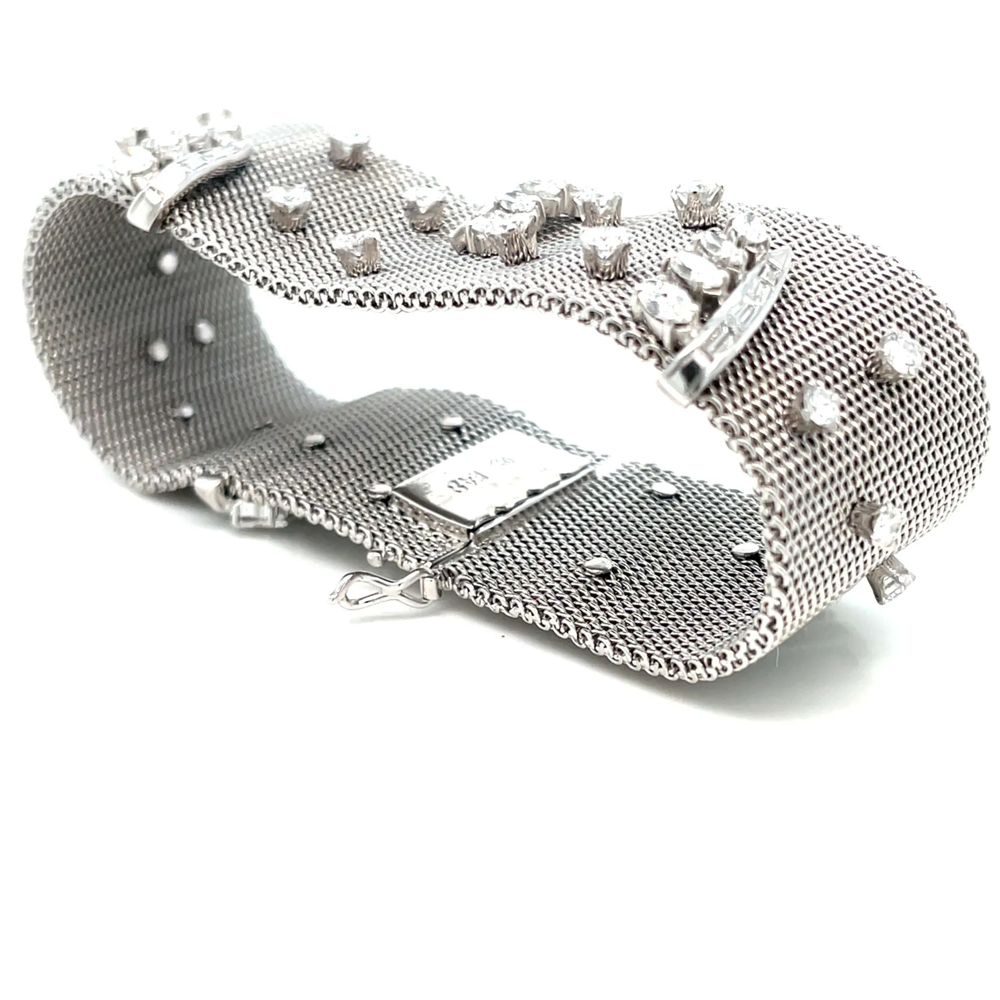 Retro Platinum Fabric Bracelet with 7.50 cttw Diamonds
