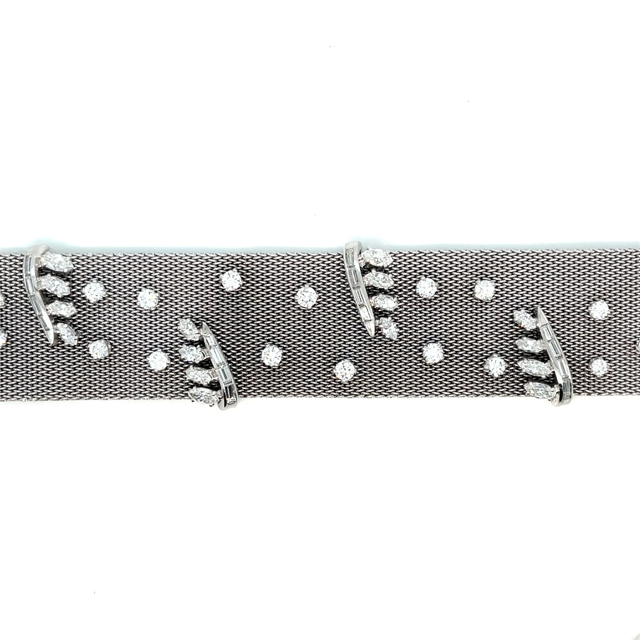 Retro Platinum Fabric Bracelet with 7.50 cttw Diamonds