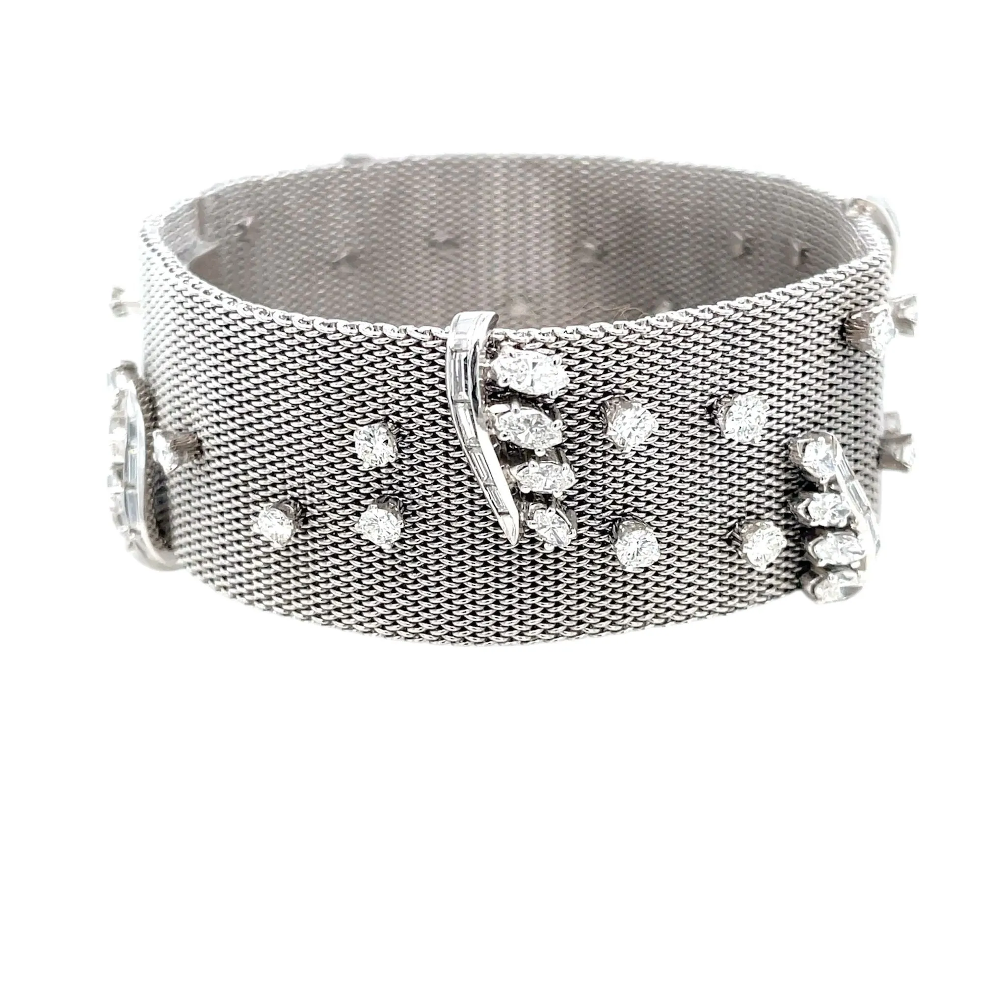 Retro Platinum Fabric Bracelet with 7.50 cttw Diamonds