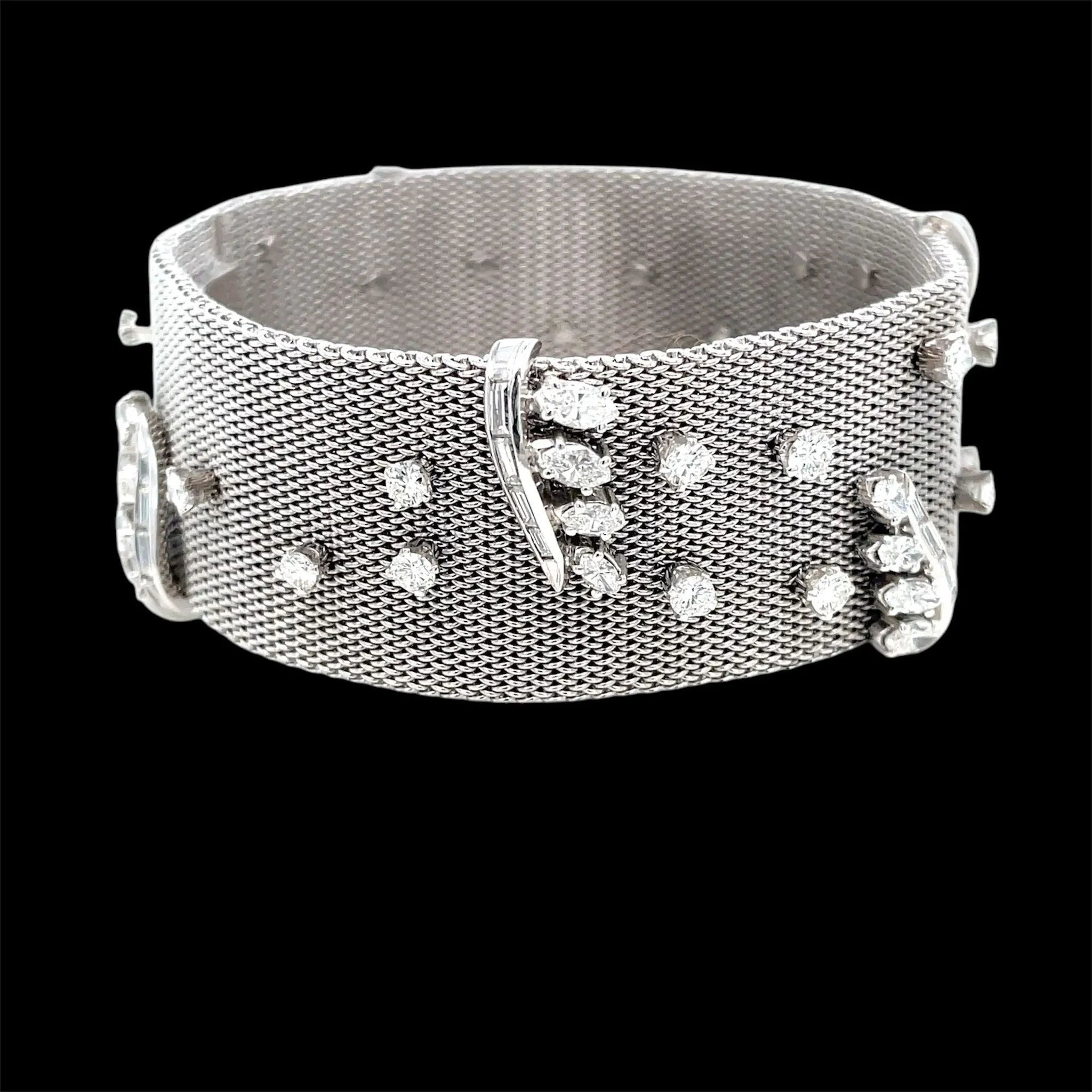 Retro Platinum Fabric Bracelet with 7.50 cttw Diamonds