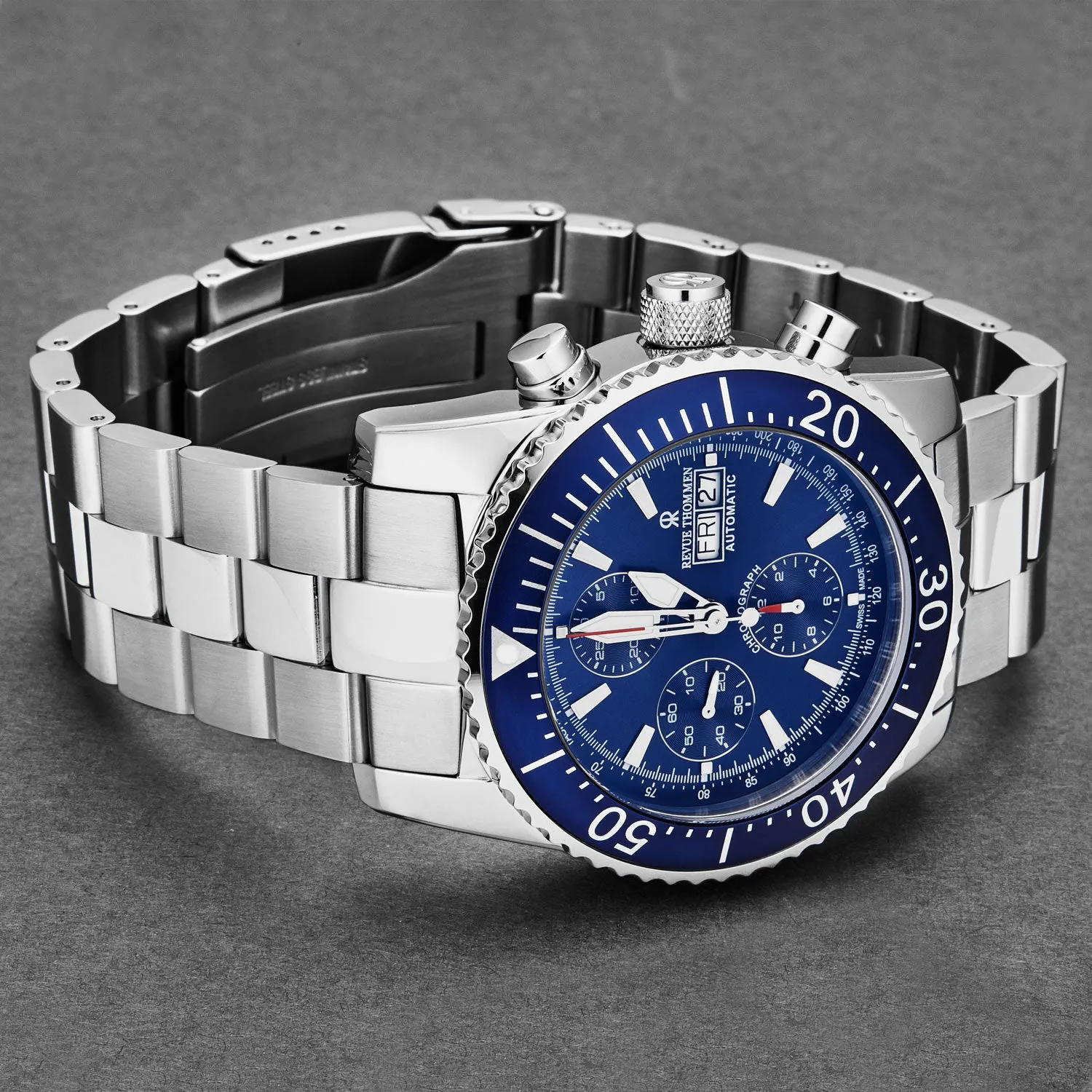 Revue Thommen Men's 17030.6133 'Divers' Blue Dial Day-Date Chronograph Automatic Watch