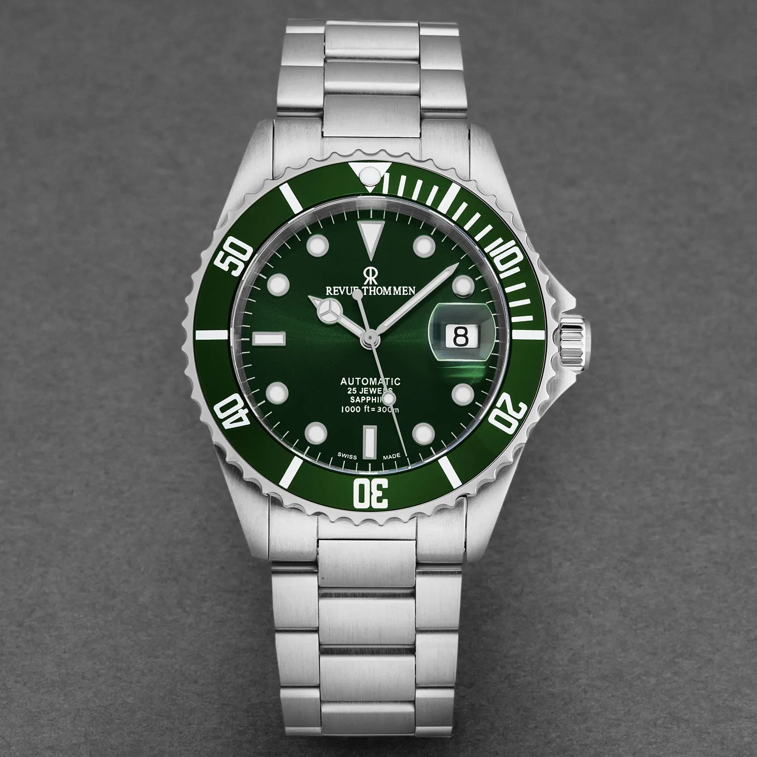 Revue Thommen Men's 17571.2129 'Diver' Green Dial Stainless Steel Swiss Automatic Watch