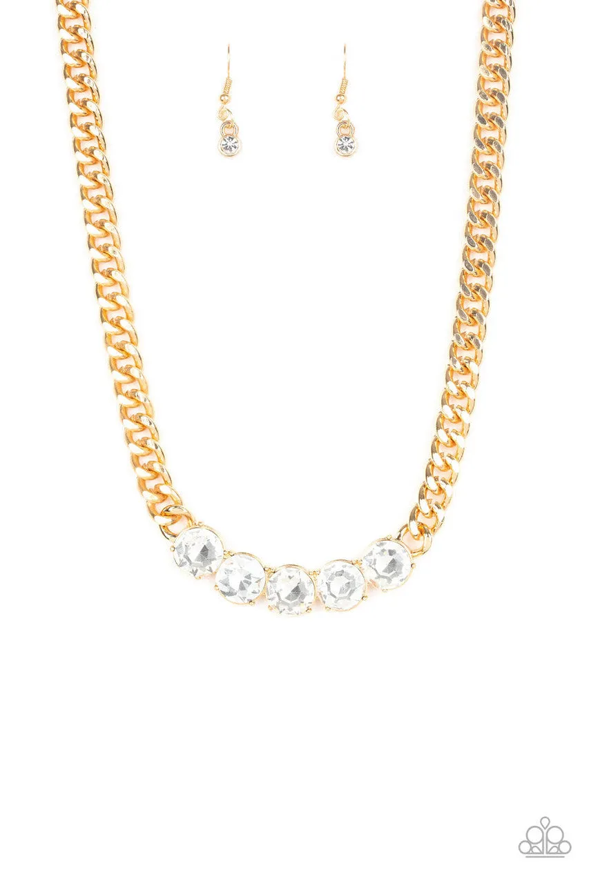 Rhinestone Renegade Gold Paparazzi Necklace