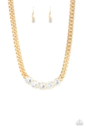Rhinestone Renegade Gold Paparazzi Necklace