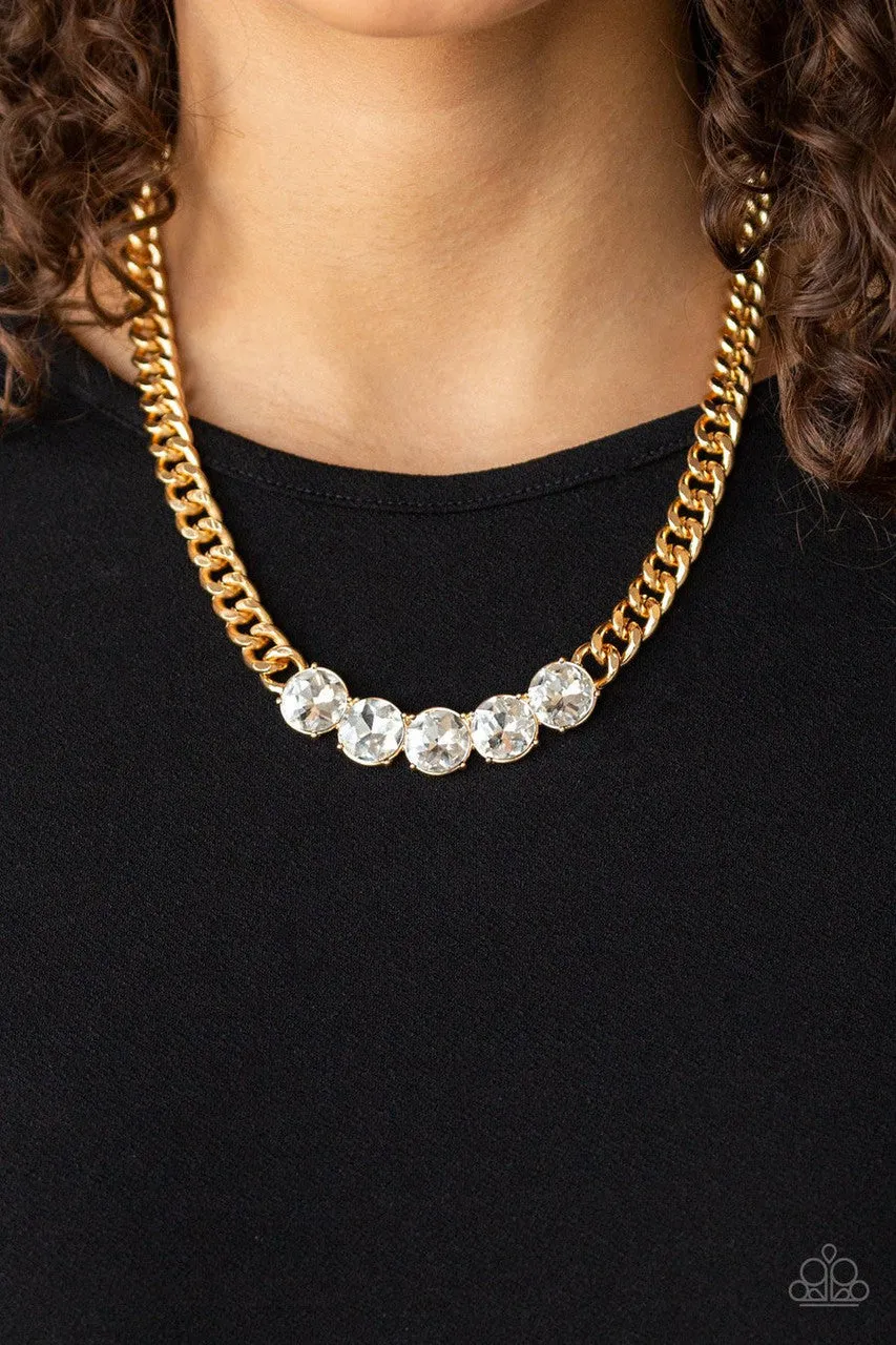 Rhinestone Renegade Gold Paparazzi Necklace