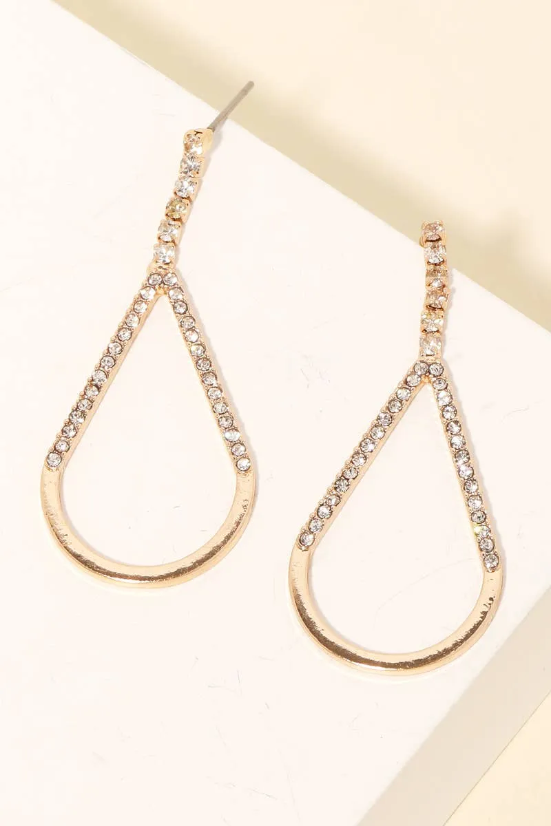 Rhinestone Studded Teardrop Earrings