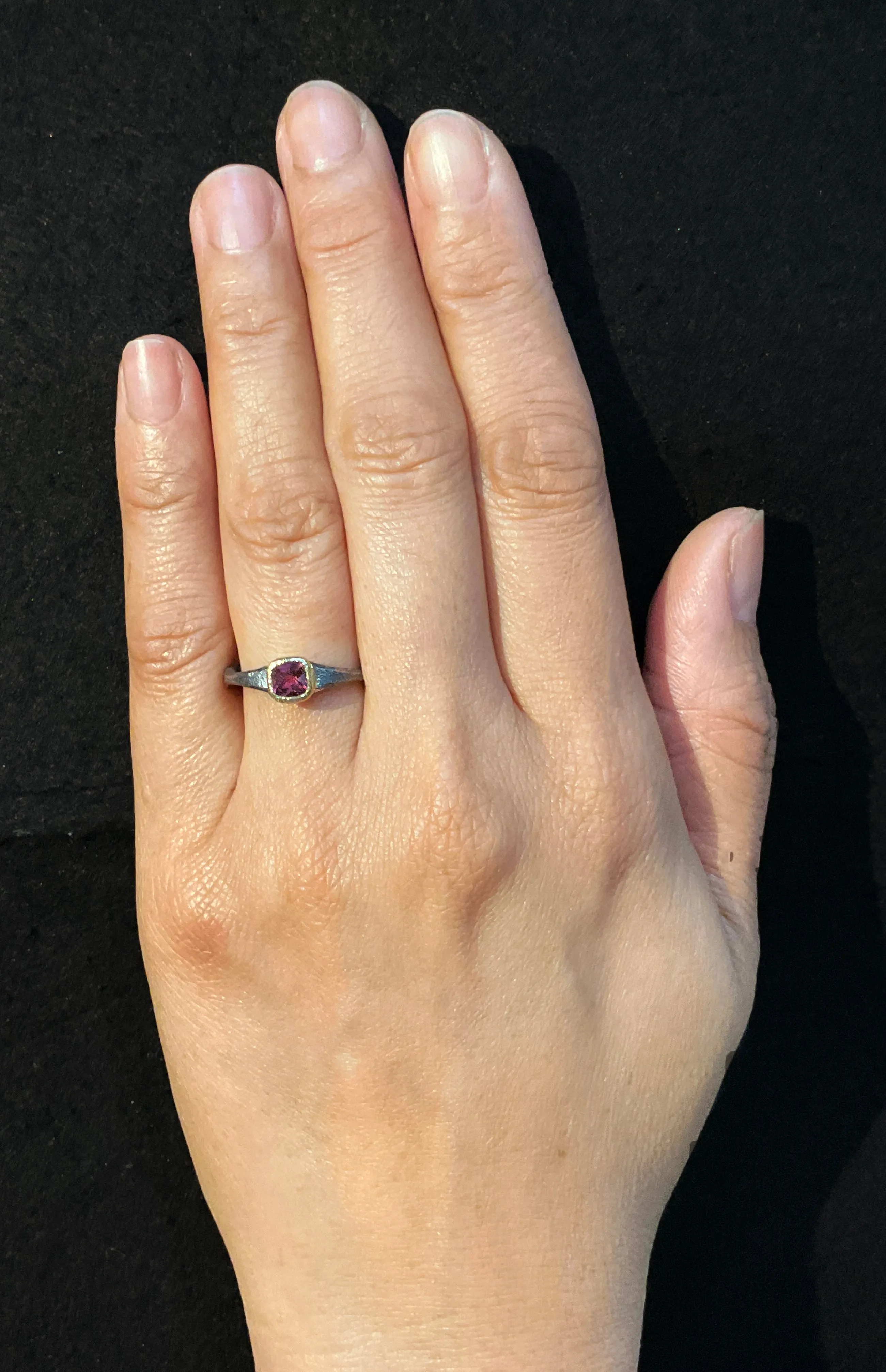 Rhodolite Forged Ring