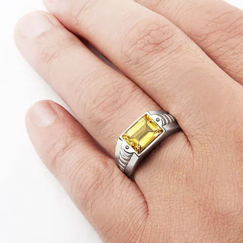 Ring for Men in Sterling Silver with Gemstone & Natural Diamonds