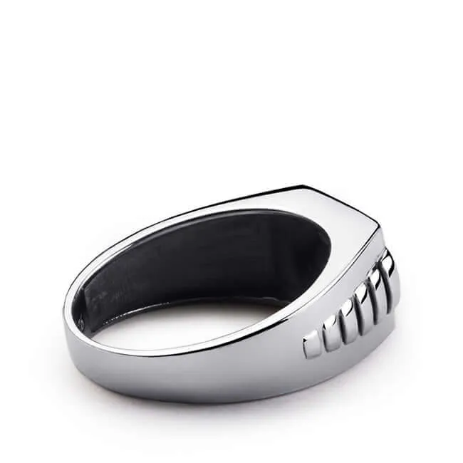 Ring for Men in Sterling Silver with Gemstone & Natural Diamonds
