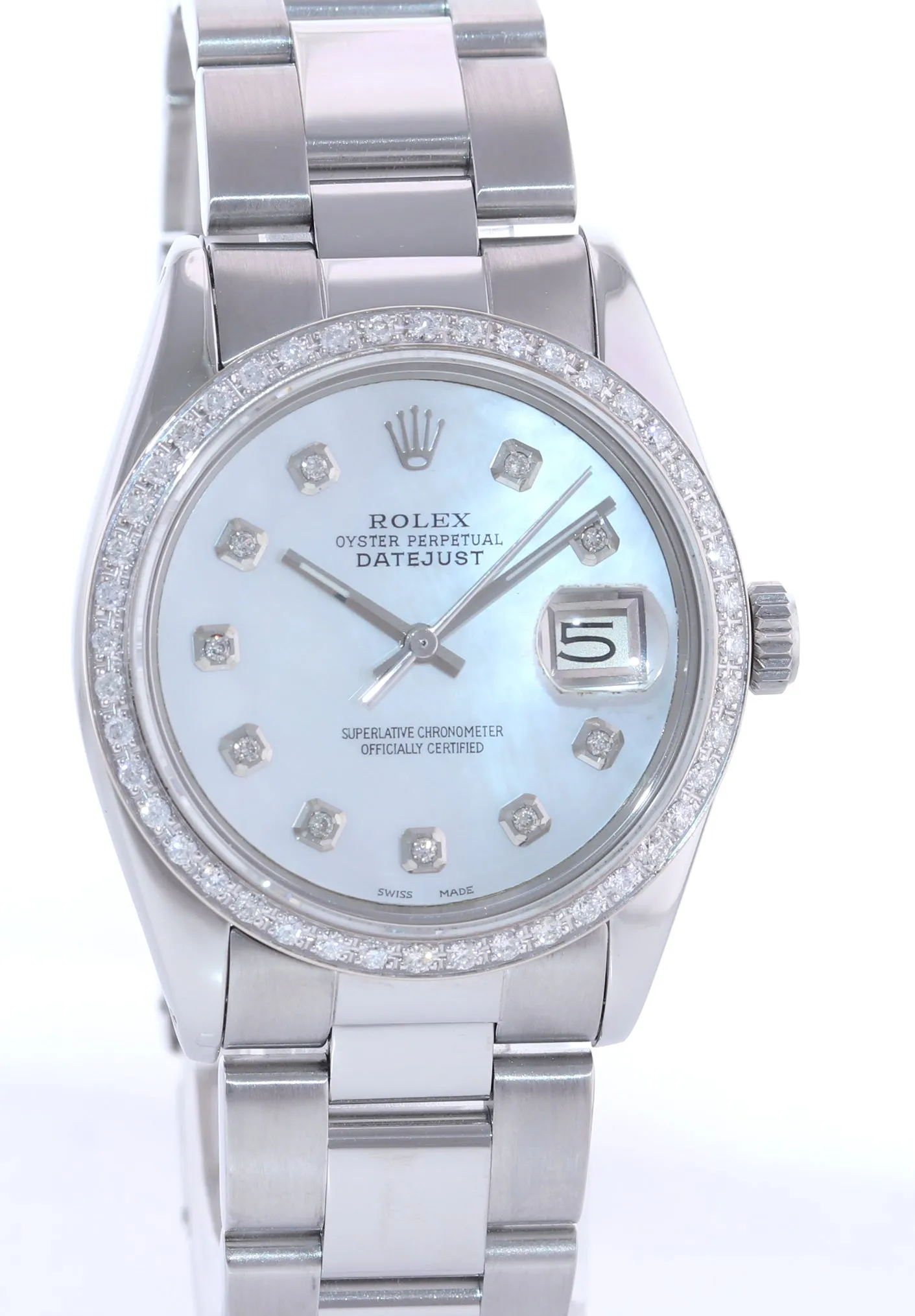 Rolex DateJust 16014 MOP Diamond Dial Diamond Oyster 36mm Watch Box