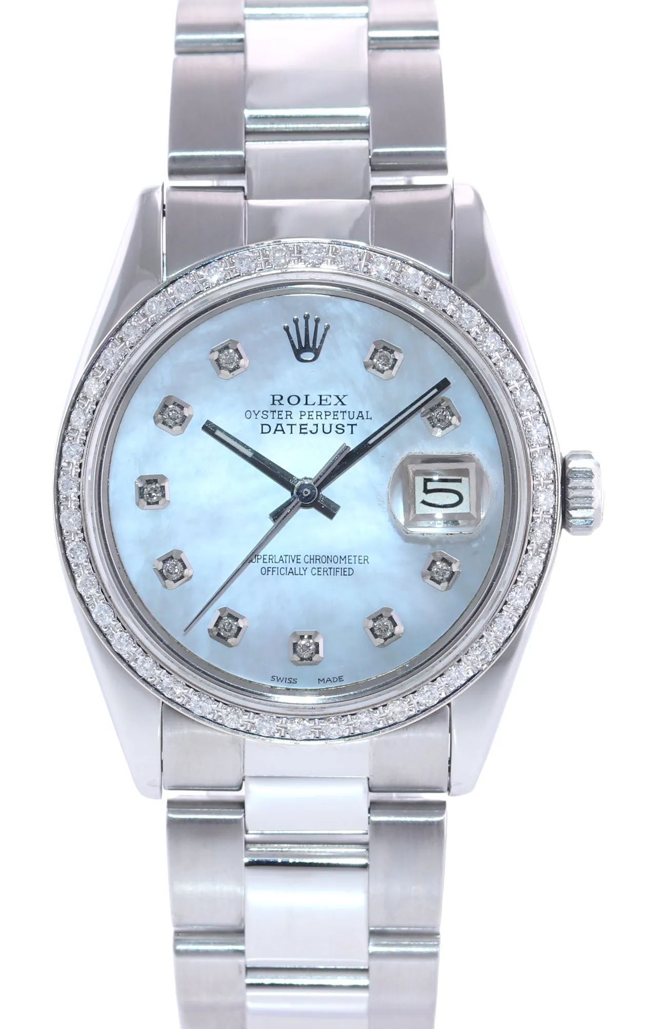 Rolex DateJust 16014 MOP Diamond Dial Diamond Oyster 36mm Watch Box
