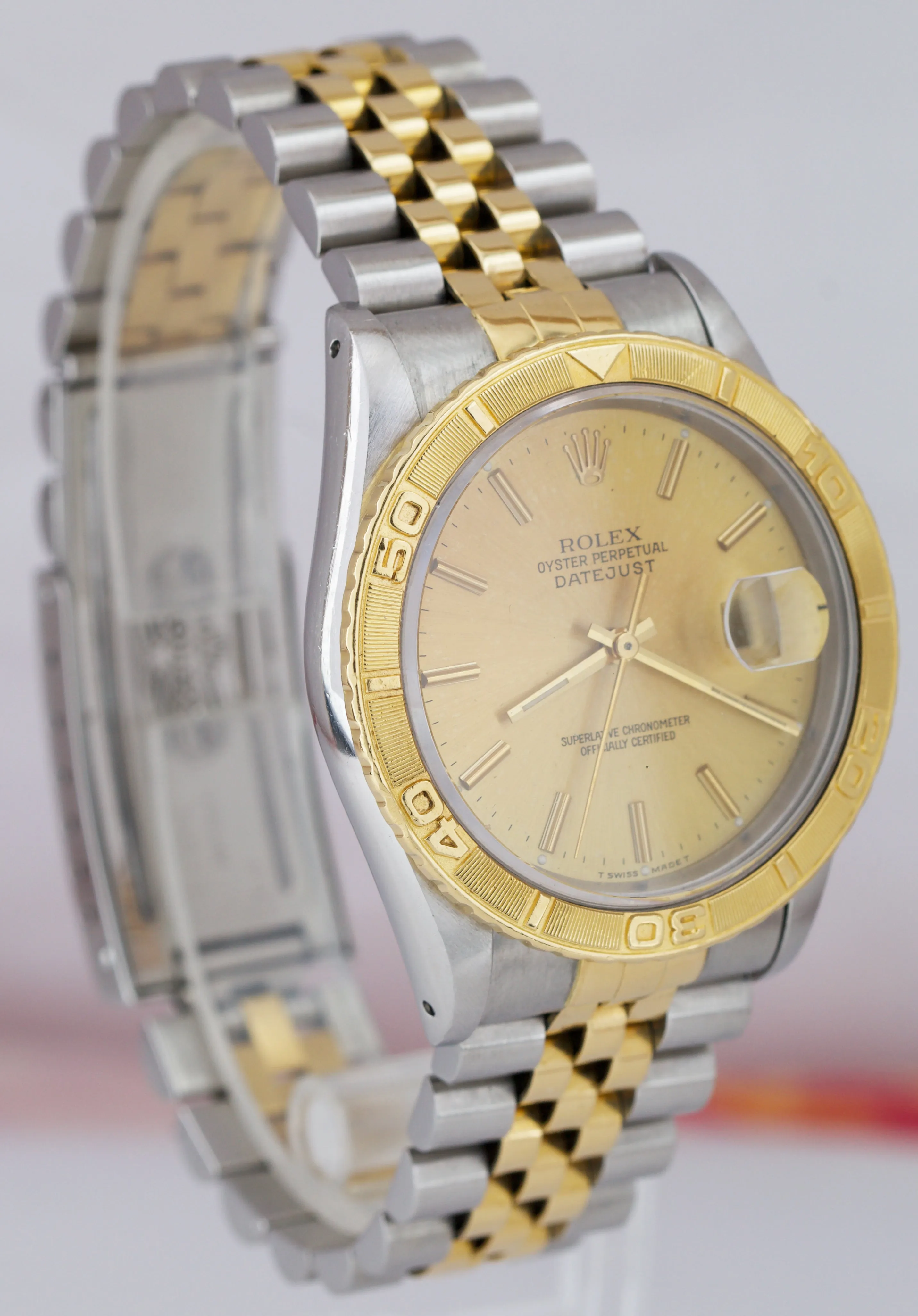 Rolex DateJust Turn-O-Graph Two-Tone Champagne Thunderbird Jubilee Watch 16263