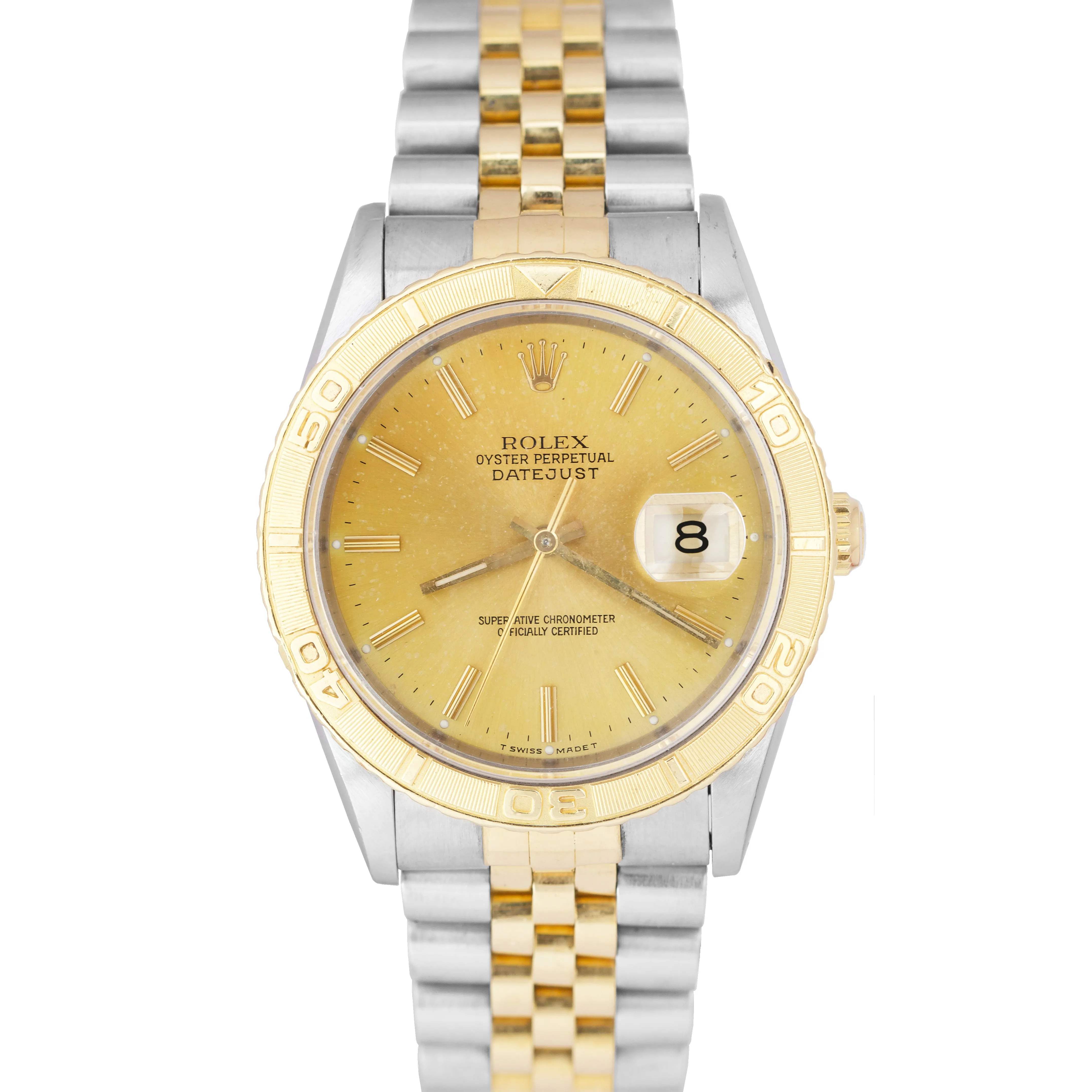 Rolex DateJust Turn-O-Graph Two-Tone Champagne Thunderbird Jubilee Watch 16263