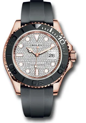 Rolex Everose Gold Yacht-Master 40 Watch - Diamond Paved Dial - Oysterflex Strap 116655